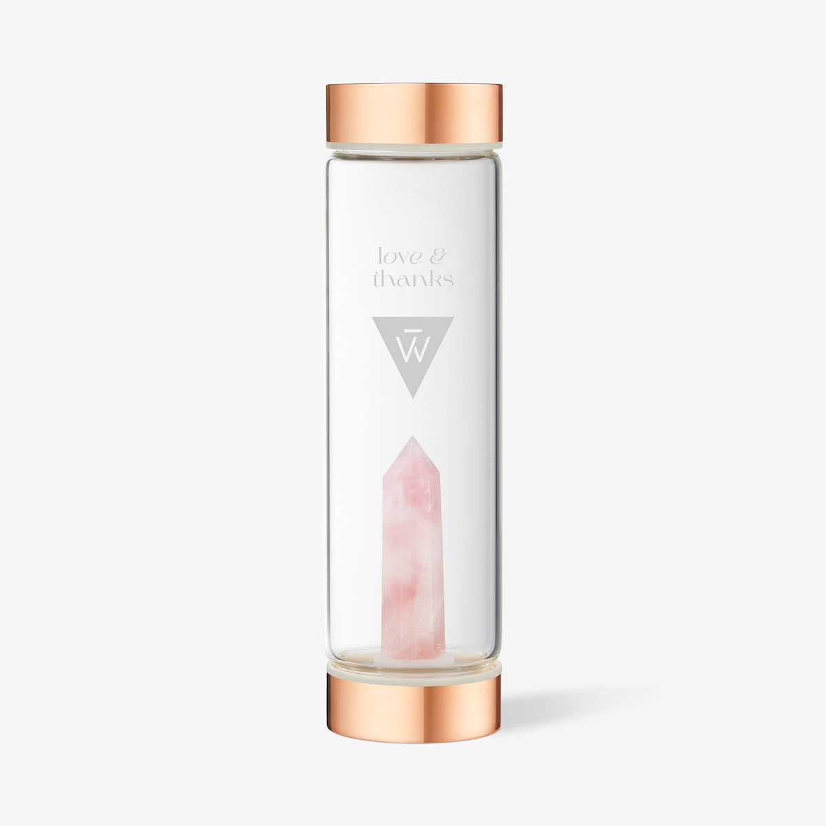 Rose Quartz Crystal Water Bottle - Love & Thanks